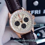 Swiss Breitling Navitimer 1 Rose Gold Watch White Dial